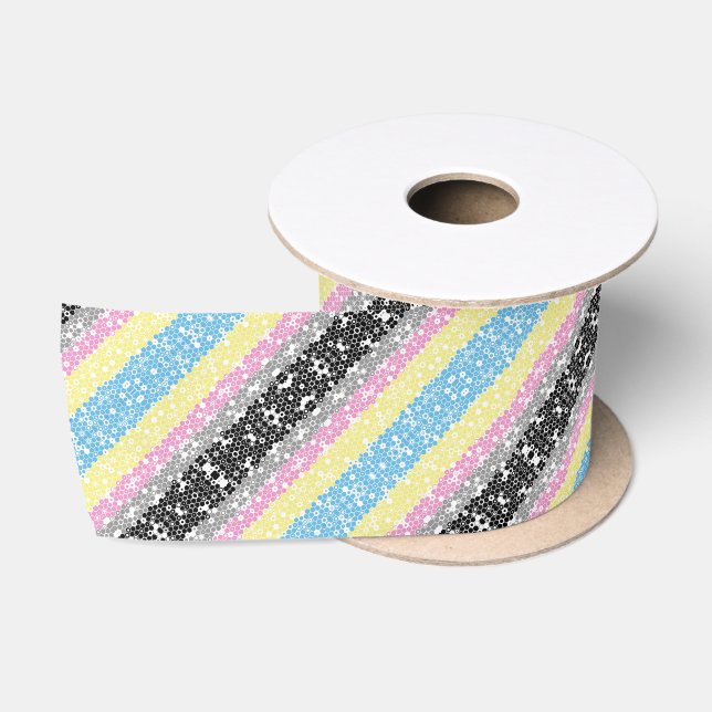 Funky Geometric Mod Abstract Polygender Pride Flag Satin Ribbon (Spool)
