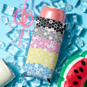 Funky Geometric Mod Abstract Polygender Pride Flag Seltzer Can Cooler