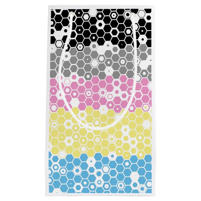 Funky Geometric Mod Abstract Polygender Pride Flag Small Gift Bag (Front)