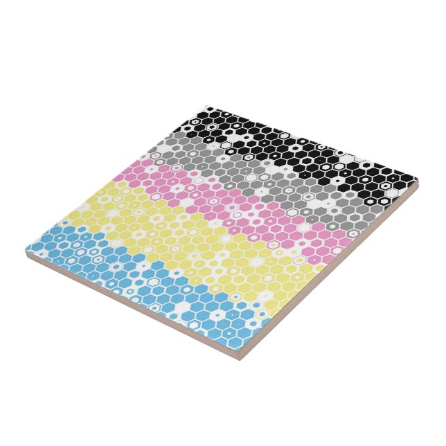 Funky Geometric Mod Abstract Polygender Pride Flag Tile (Side)