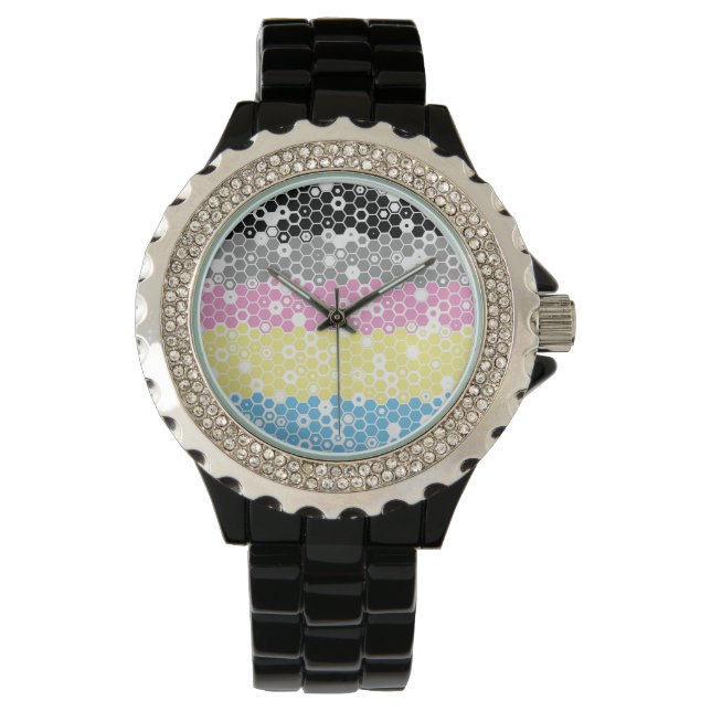 Funky Geometric Mod Abstract Polygender Pride Flag Watch (Front)