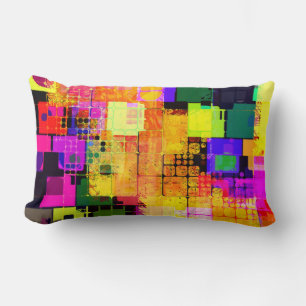 Funky Geometric Multicolored Design Lumbar Cushion