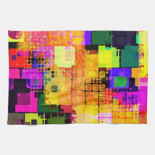 Funky Geometric Multicolored Design Tea Towel