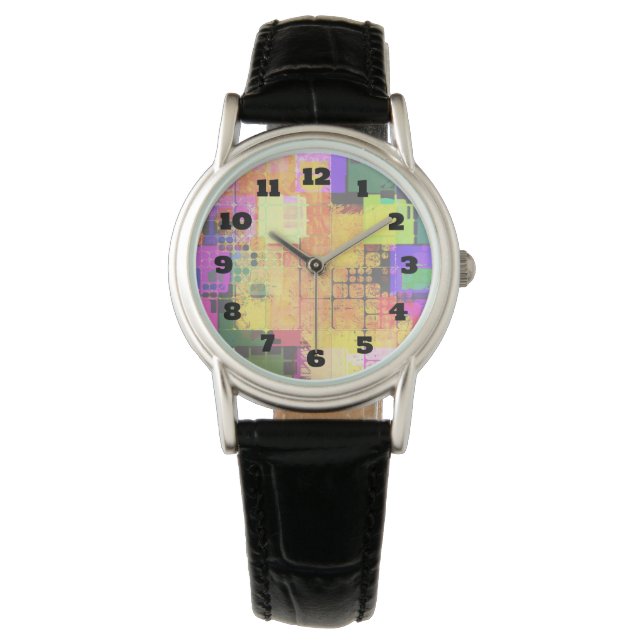 Funky Geometric Multicolored Design Watch (Front)