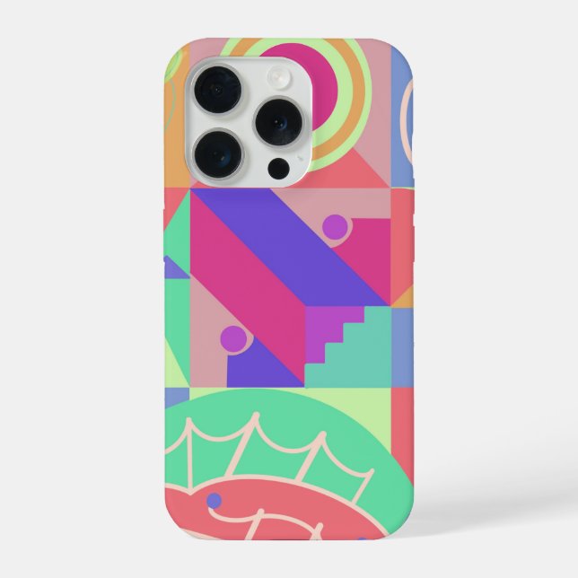 Funky Geometric Patterns Multicolor iPhone Case (Back)