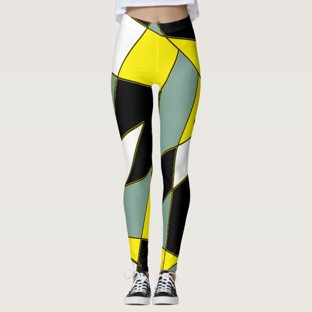 Funky Geometry Abstract Art Sport Leggings (Front)