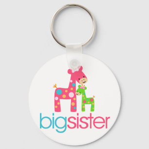 Funky Giraffe Big Sister Tshirt Key Ring