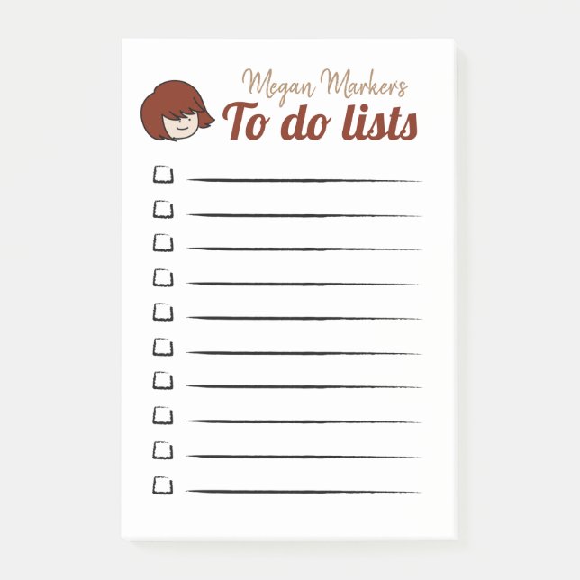 Funky Girl Children's To do lists Post-it Notes (Front)