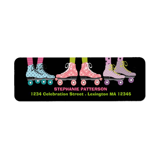 Funky Girls Roller Skating Address Labels (Front)