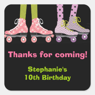 Funky Girls Roller Skating Favour Stickers