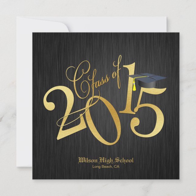 Funky Gold Class of 2015 Graduation Invitation (Front)