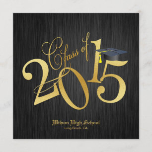Funky Gold Class of 2015 Graduation Invitation