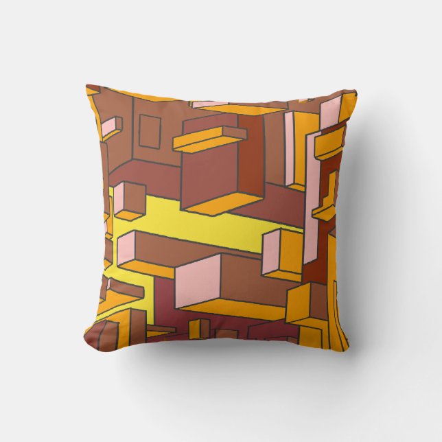 Funky Gold Tobacco Throw Pillow (Front)