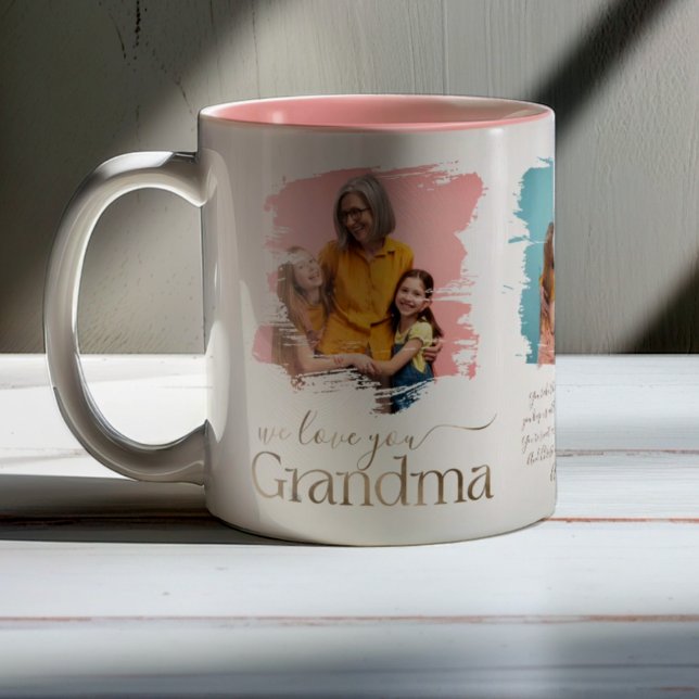 Funky Grandma 3 Photo Collage Faux Gold Two-Tone Coffee Mug (Creator Uploaded)