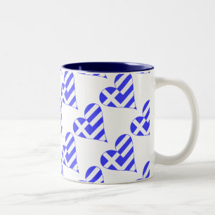 Funky Greek Flag Heart Tiled Two-Tone Coffee Mug
