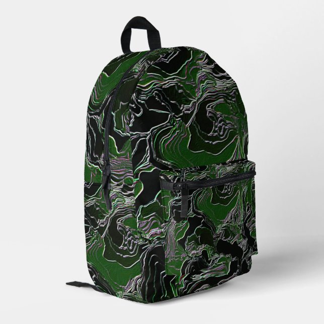Funky Green Army Camouflage Printed Backpack (Back Corner Left)