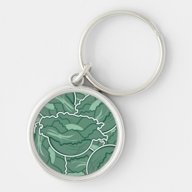 Funky green cabbage key ring (Front)