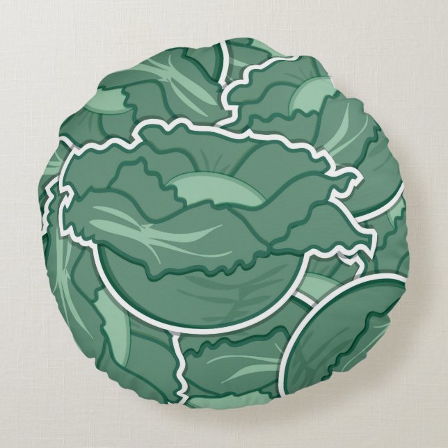 Funky green cabbage round cushion (Back)