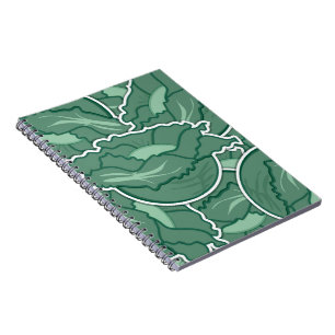 Funky green cabbage spiral notebook