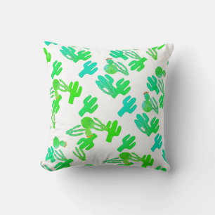 Funky Green Cactus Pattern Cushion Pillow
