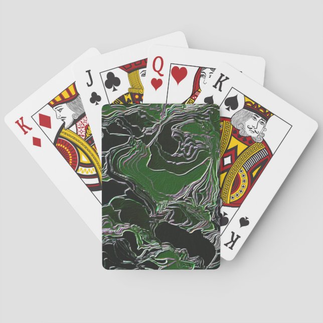 Funky Green Camo Playing Cards (Back)