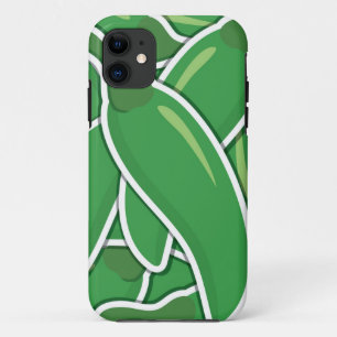 Funky green chilli peppers iPhone 11 case