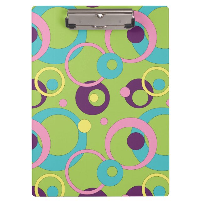 Funky Green Circles Clipboard (Front)