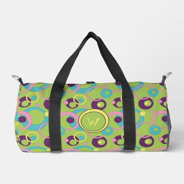 Funky Green Circles Duffle Bag (Front)