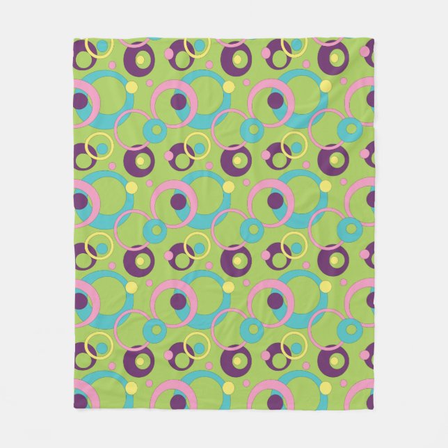 Funky Green Circles Fleece Blanket (Front)