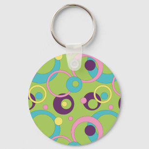 Funky Green Circles Keychain