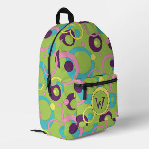 Funky Green Circles Printed Backpack