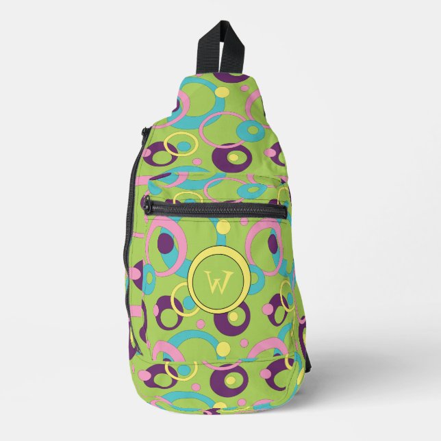 Funky Green Circles Sling Bag (Front)