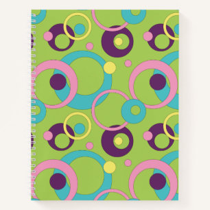Funky Green Circles Spiral Notebook