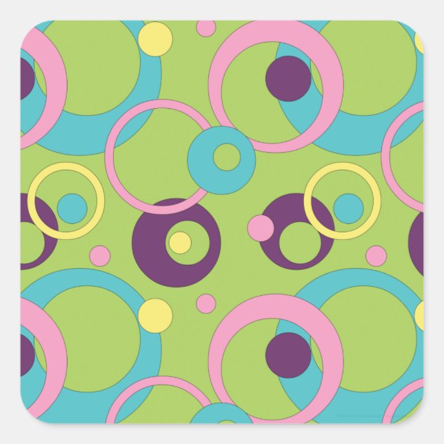 Funky Green Circles Sticker (Front)