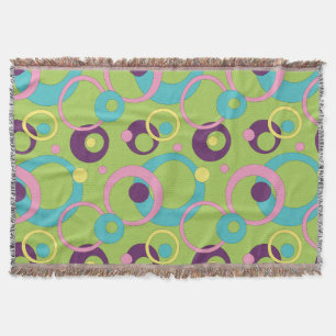 Funky Green Circles Throw Blanket