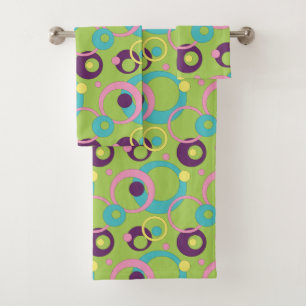 Funky Green Circles Towel Set
