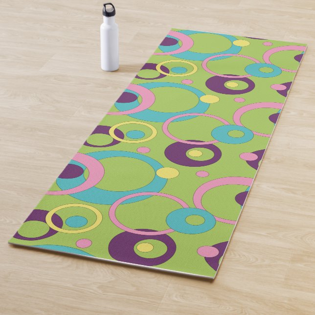 Funky Green Circles Yoga Mat (In Situ)