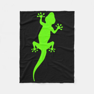Funky Green Climbing Gecko  Fleece Blanket