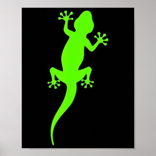 Funky Green Climbing Gecko  Poster (Front)