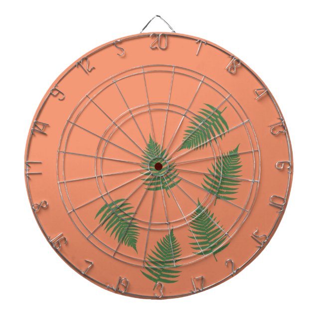 Funky Green Fern Lucky Darts Board Dartboard (Front)