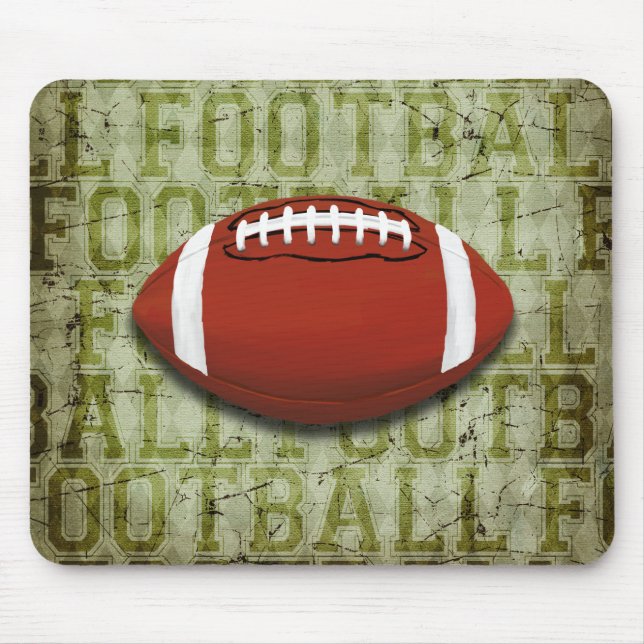 Funky Green Grunge Football Mouse Pad (Front)