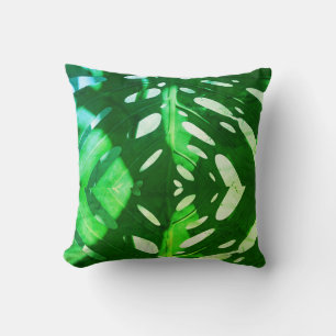 Funky Green Leaf Throw Pillow Cushion