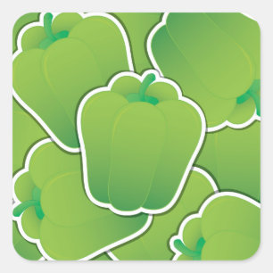 Funky green pepper square sticker
