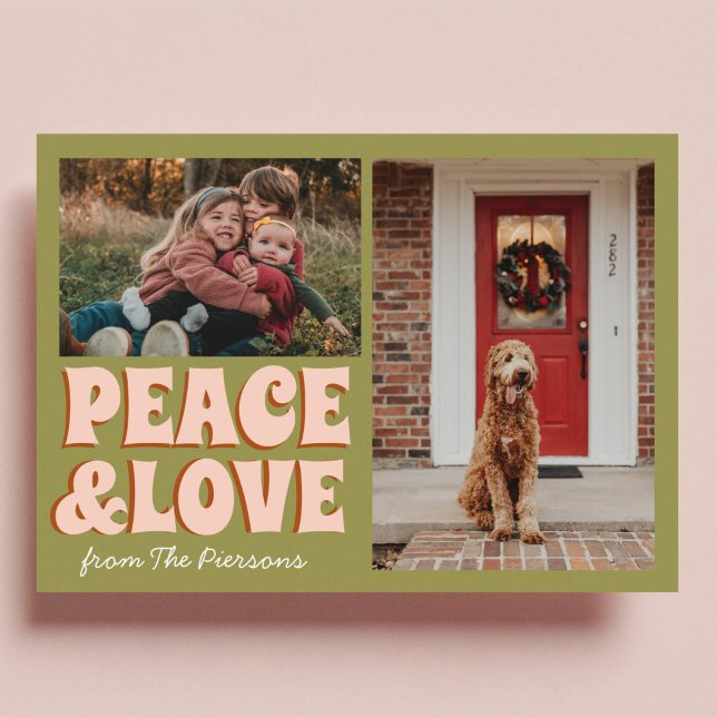 Funky Green Pink Funny Cute Photo Christmas Card (Creator Uploaded)