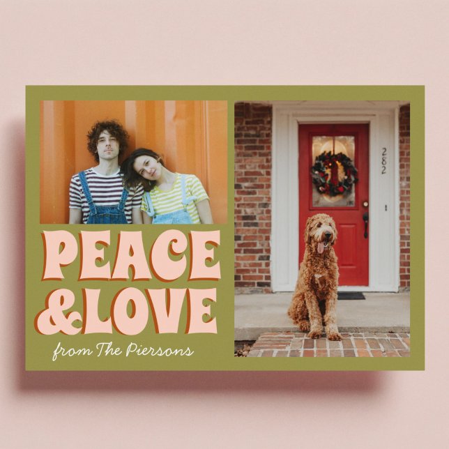 Funky Green Pink Funny Cute Photo Christmas Card (Creator Uploaded)