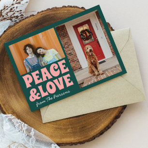 Funky Green Pink Funny Cute Photo Christmas Card