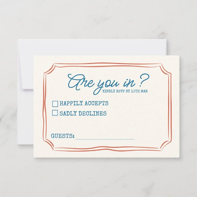 Funky Green Pink  Red Funky RSVP  (Front)