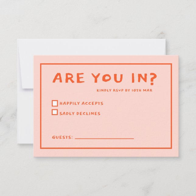 Funky Green Pink  Red Funky RSVP  Card (Front)