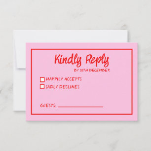 Funky Green Pink  Red Scribble RSVP  Card