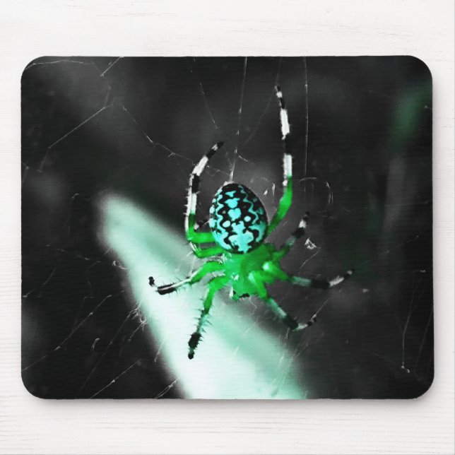 Funky Green Spider Mouse Pad (Front)